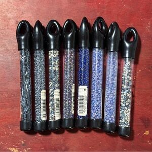 Lot of 8 Czech Blue Glass Seed Beads Jewelry Making